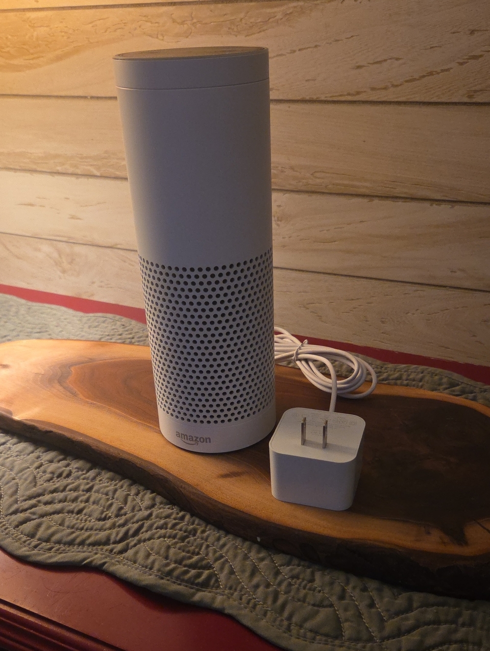 Amazon White Cylindrical Voice Smart Speaker